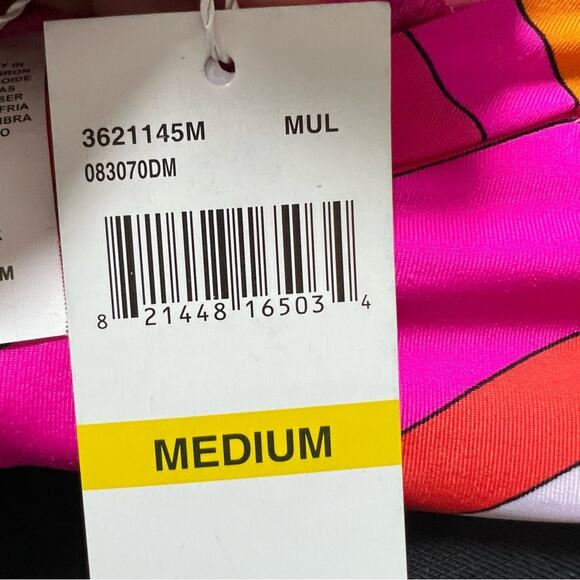 New Trina Turk Bright Pink Orange Wave Stripe Print One Piece Swimsuit sz M - Picture 6 of 6